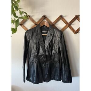 Vintage 70s Wilsons Leather Jacket Size 14 Black Leather Jacket Retro Wilsons
